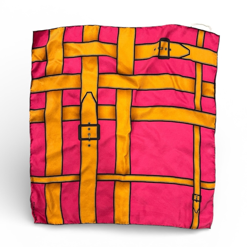 Burberry silk Pink and Yellow Belt Pattern Scarf